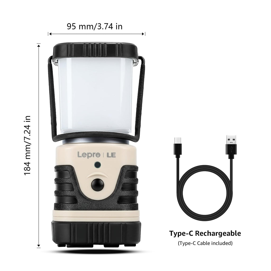 LE Camping Light Rechargeable, 1000lm Camping Lantern, Warm & Cool Light
