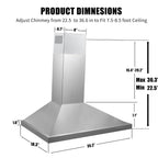 Wall Mount Range Hood 30 inch, 900 CFM Stainless Steel Kitchen Hood