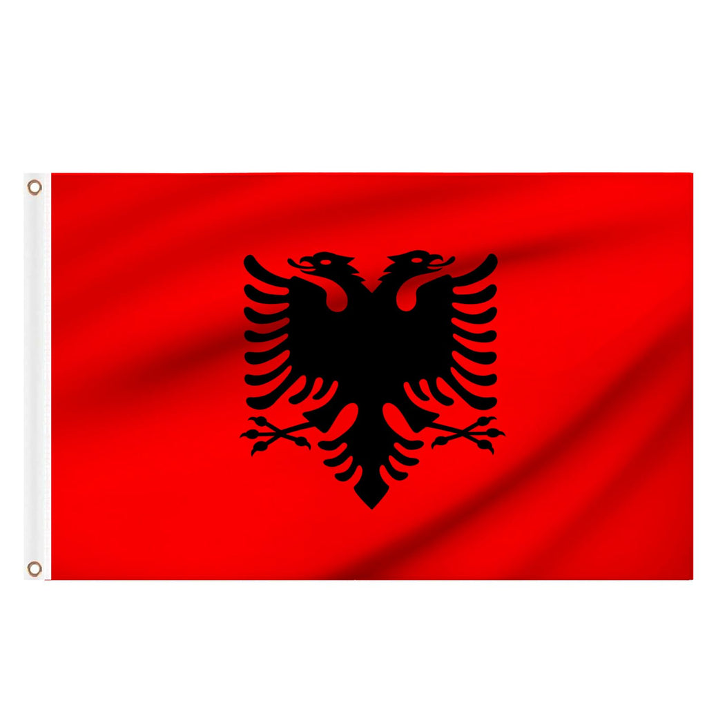 Albania Flag 5ft x 3ft, Large Big Albanian Flags with Brass Eyelets for Football Events School Culture Day Party Outdoor Decorations