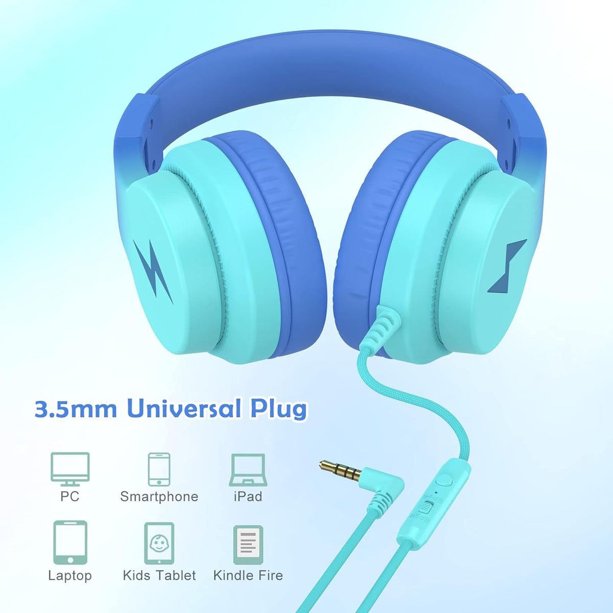 Candy Bila Wired Kids Headphones for School, Over-Ear for Boys Girls