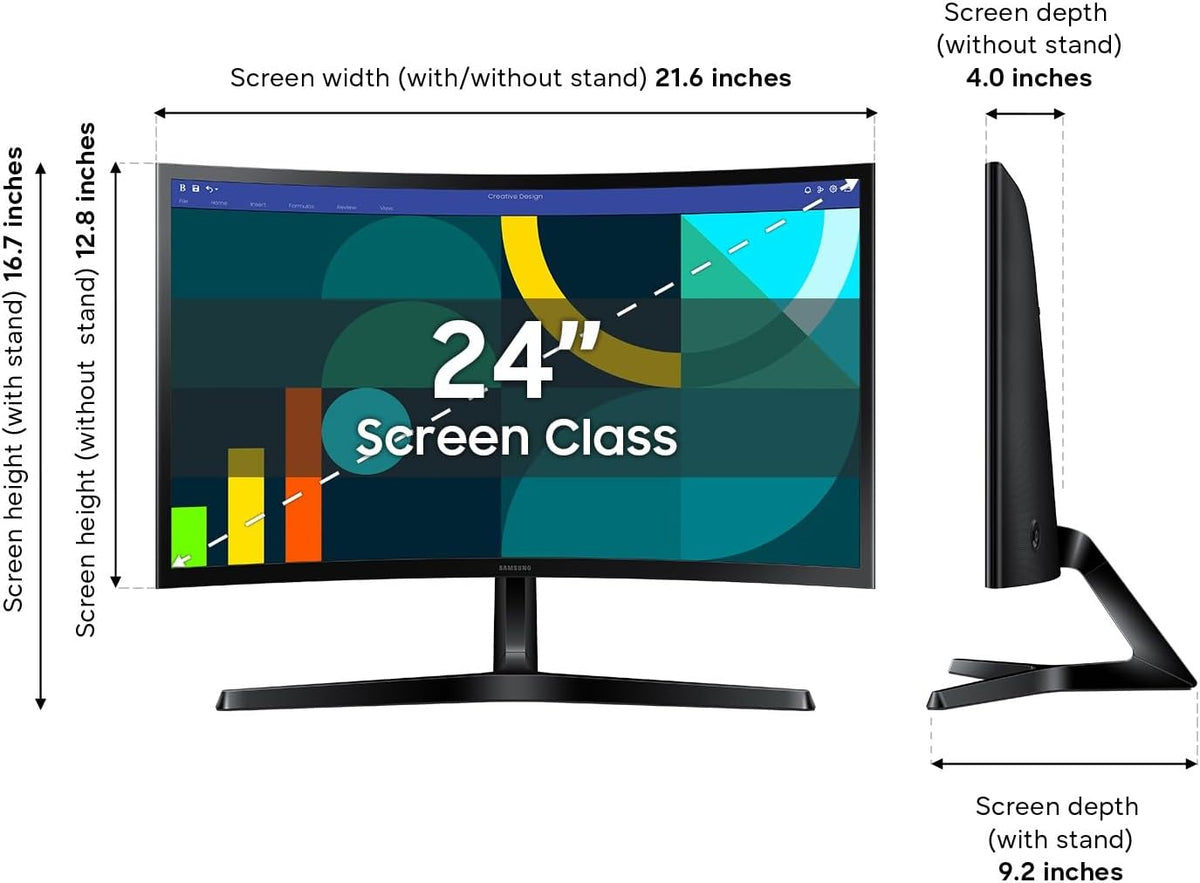Samsung 24" Essential S3 (S36GD) Series FHD 1800R Curved Computer Monitor