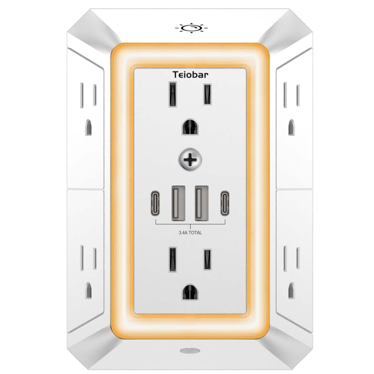 Multi Plug Wall Outlet Surge Protector with 6-Outlet & 4 USB Ports(2USB-C)