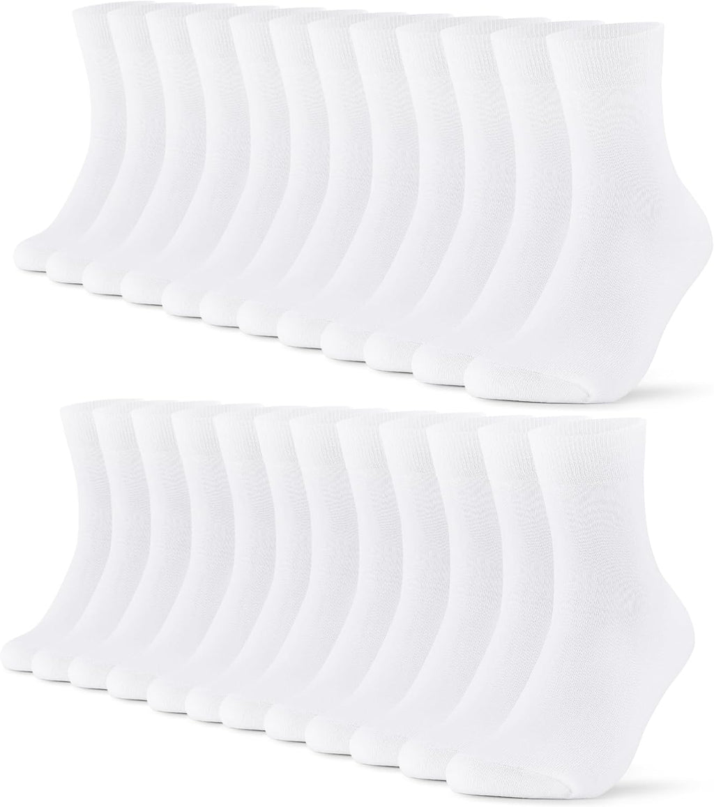 FALARY 12 Pairs Black Mens Socks, Plain Cotton Socks for Men & Women