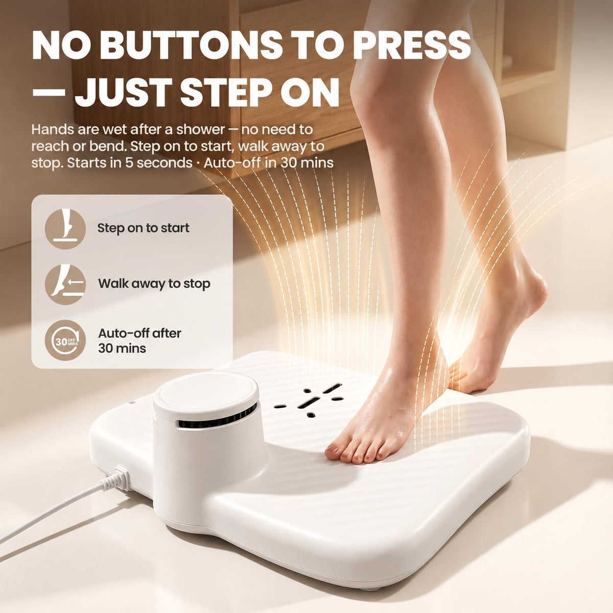 Full Body Dryer after Shower, 960W, Hot and Cool Air, White