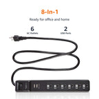 Amazon Basics Surge Protector Power Strip, 6-Outlet, 790 Joules, 6ft Extension Cord, Safety Shutters, White