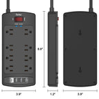 Yintar 6Ft Surge Protector Power Strip with 8 Outlets and 4 USB Ports