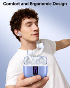 TAGRY Bluetooth Headphones True Wireless Earbuds 60H Playback LED Power Display Earphones with Wireless Charging Case IPX5 Waterproof in-Ear Ear buds with Mic for TV Smart Phone Laptop Computer Sports
