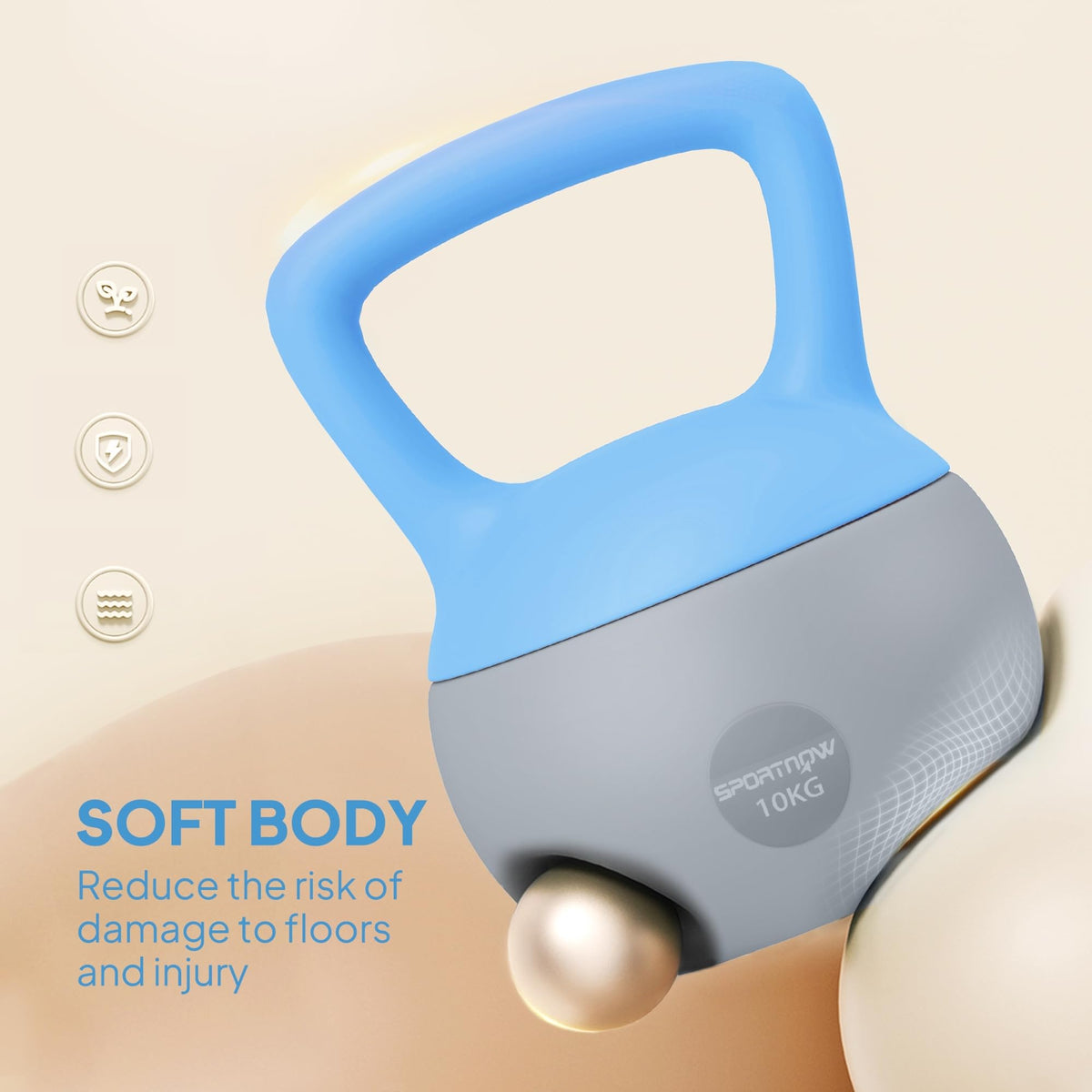 SPORTNOW 4/6/8/10/12kg Soft Kettlebell with Non Slip Handle Grey