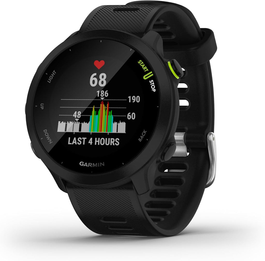 Garmin Forerunner 55 Easy to Use Lightweight GPS Running Smartwatch, Running and Training Guidance, Safety and Tracking Features included