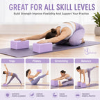 EXERZ Yoga Blocks 2pcs Gym Bricks -Comfortable Fitness Yoga Bricks, Anti-Slip, Lightweight and Travel Friendly Pilates Practice