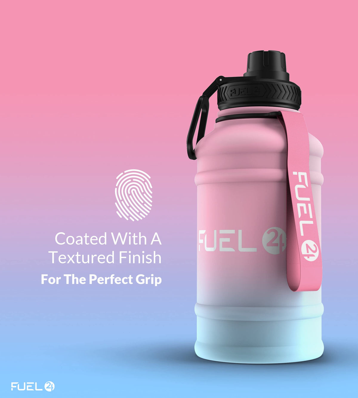 Fuel24 Stainless Steel Jug - 1.3 or 2.2 Litre Water Bottle - Extra Strong, BPA Free, Leak Proof - Large Gym Sports Bottle, 1.3L, 2.2L, Metal Bottle - Colour Options