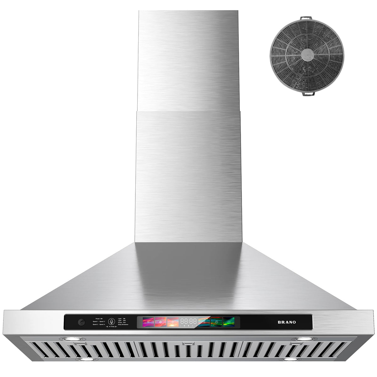 Range Hood 30 Inch, 900 CFM Wall Mount Range Hood with Voice, Gesture & Touch Control, Stainless Steel Kitchen Vent Hood with 4-Speed Fan, Adjustable LED Lights, Ducted/Ductless Convertible
