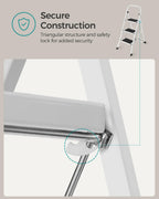 SONGMICS 3-Step Ladder, Folding Step Ladder, Safety, Holds up to 150KG