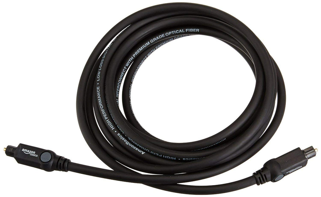 Amazon Basics Toslink Digital Optical Audio Fiber Optic Cable, Multi-Channel, for Sound Bar, Audio System, Home Theatre, Game Console, Blu-Ray Player, Gold-Plated Connectors, 6 Foot, Black