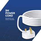 DESIRETECH White Electric Extension Lead - 6 Gang, 1 Metre Cable with UK Plug & 3 Pin Socket - Wall Mountable & Multi Socket Mains Strip for Home, Bedroom, Kitchen, & Office (1 Pack)