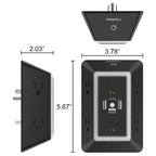 Multi Plug Wall Outlet Night Light, POWRUI 6 Outlet Extender & 3 USB Ports