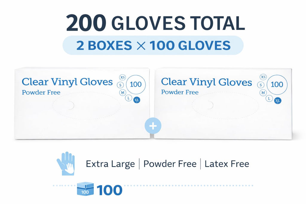 1ABOVE 100 Clear Vinyl Disposable Gloves Small, Powder-Free Latex-Free Ambidextrous Gloves for Food Handling Except Fatty Foods, Cleaning, Hairdressing, Beauty & Everyday Tasks