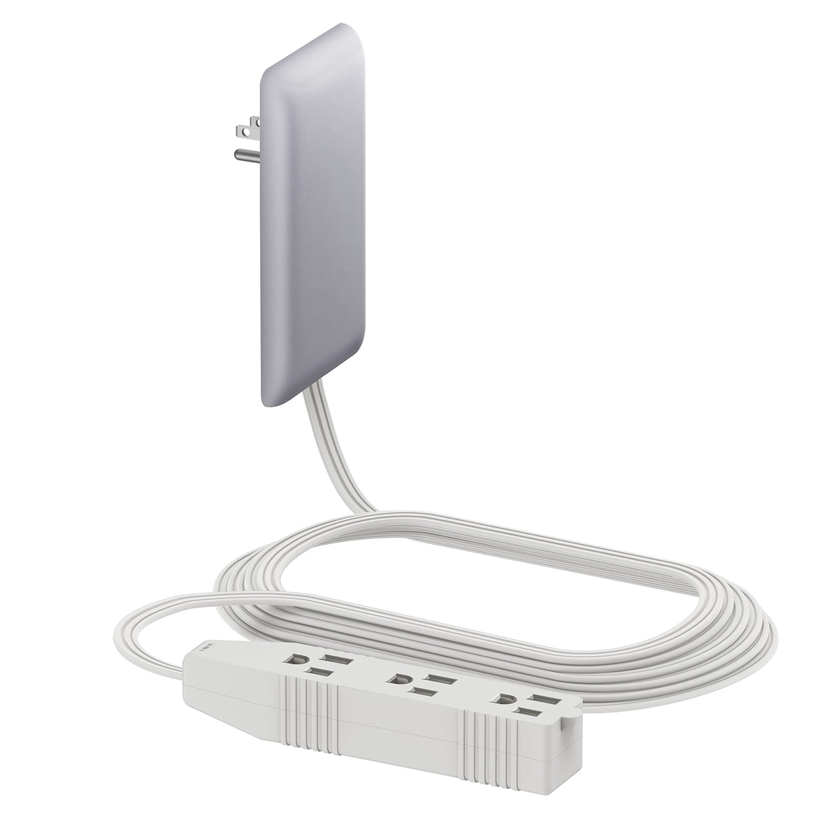 LIDER Flat-Face Outlet Extender, 3 Receptacles, 8ft Cord, 1625W, ETL Listed
