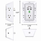 Multi Plug Wall Outlet Night Light, POWRUI 6 Outlet Extender & 3 USB Ports