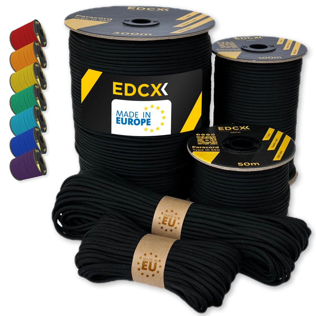 Paracord 550 4mm, 35+ Solid Colors (10m, 15m, 30m, 50m, 100m, 300m)