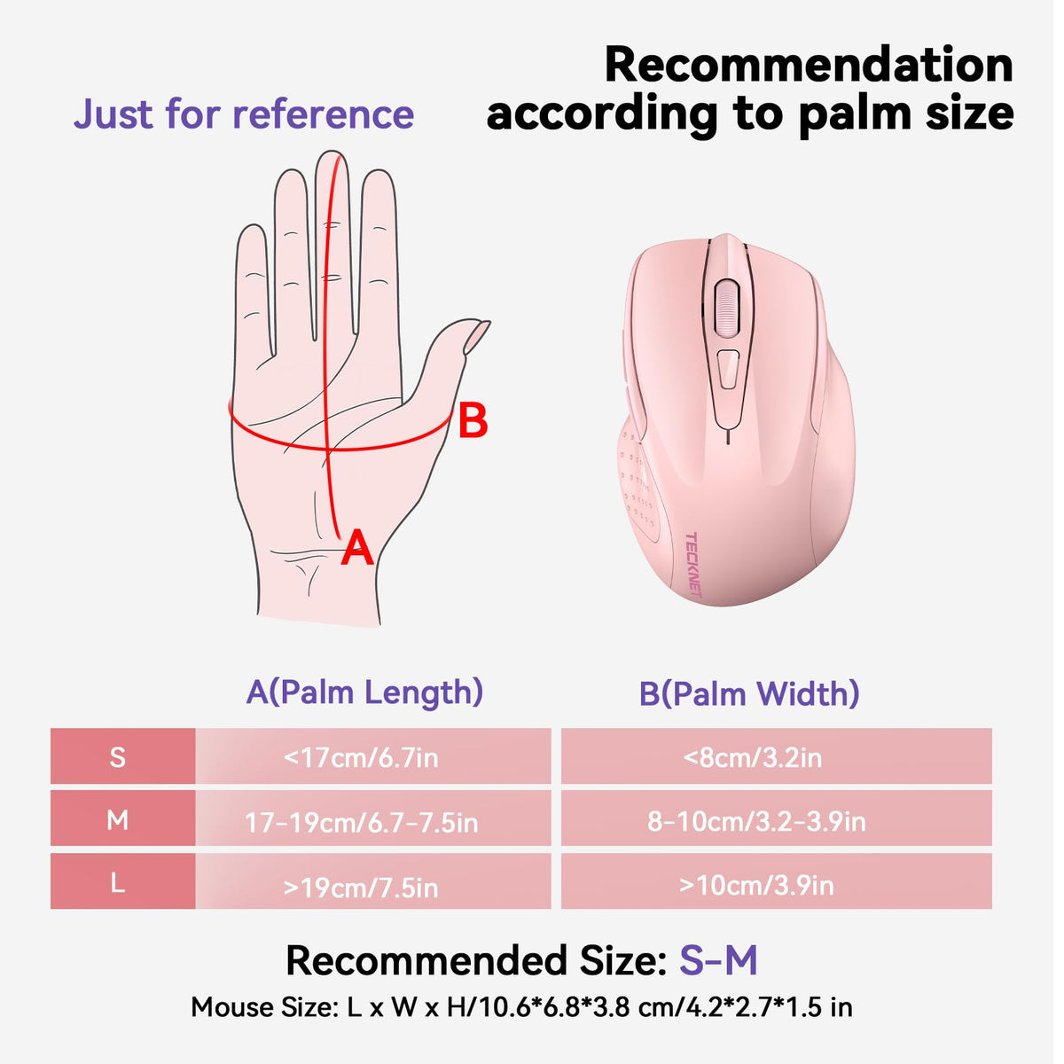 TECKNET Bluetooth Mouse, Wireless Mouse Rechargeable