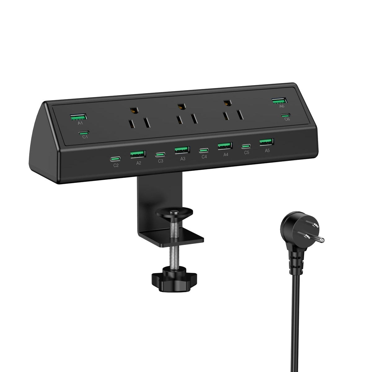 Jgstkcity Desk Clamp Power Strip USB C,40W Total Fast Charging Station,4 PD 20W USB C Ports,Desk Edge Mount Surge Protector,5 Outlets,Fit 1.96" Tabletop Edge,ETL Listed