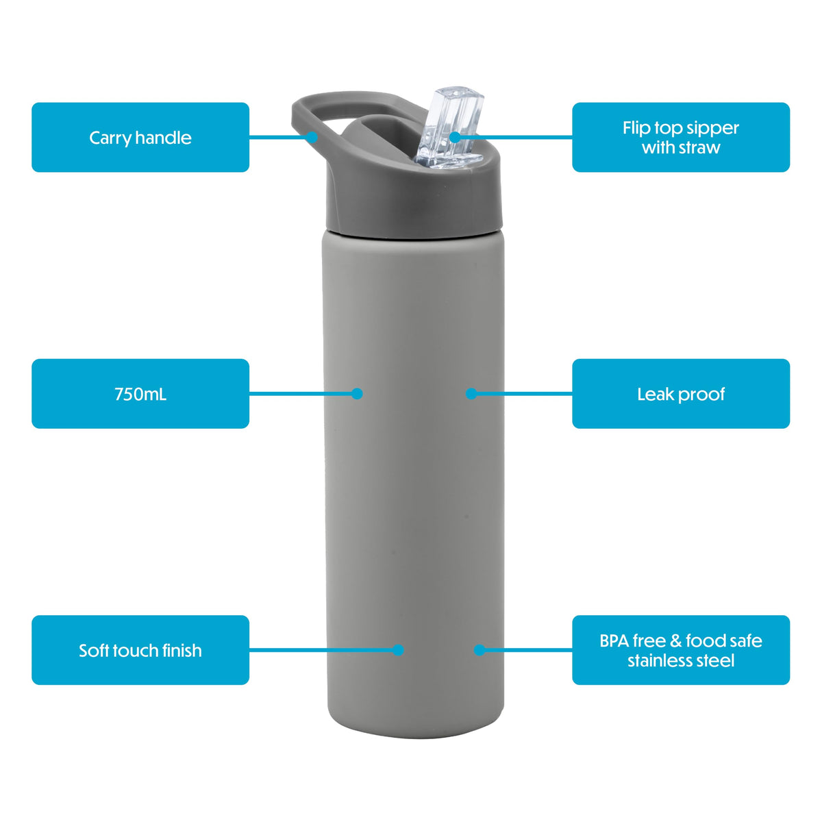 Smash Stainless Steel Water Bottle 750ml - Black