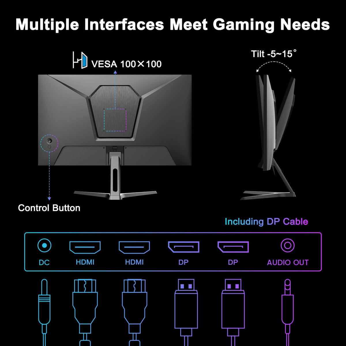 SANSUI 24 Inch Gaming Monitor 200Hz 1Ms FreeSync HDR 110% sRGB FHD 1080P Computer Monitor HDMI DP Ports Eye Care Frameless VESA Mount Cable Management(ES-G24F4L HDMI Cable Included)