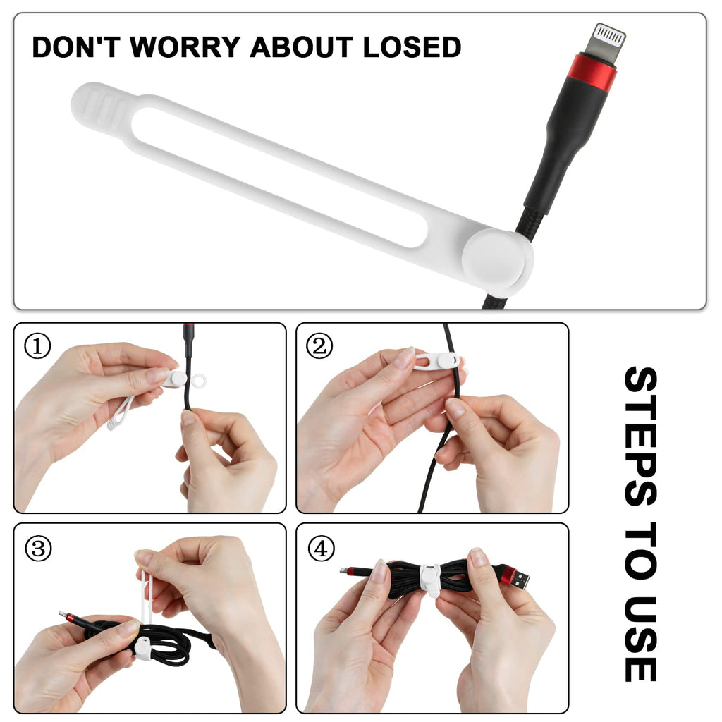 24Pcs Silicone Cable Ties, Cord Organizer Cable Management-Multi