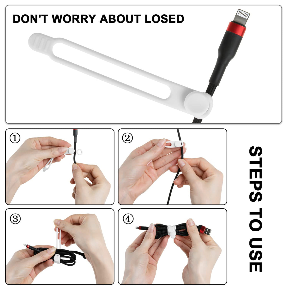 24Pcs Silicone Cable Ties, Cord Organizer Cable Management-Multi