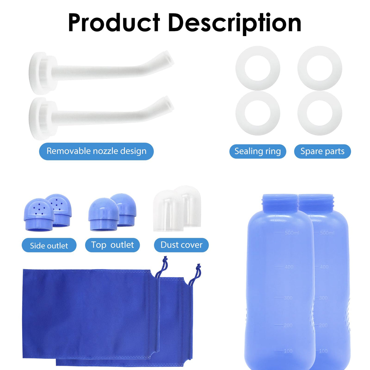 Portable Bidet 2 Pack, RUFCRIL 500ml Peri Bottle Postpartum, Boilable TPE