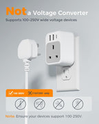 TESSAN UK to US Plug Adaptor 2 Pack, Type B USA Travel Adapter with USB C