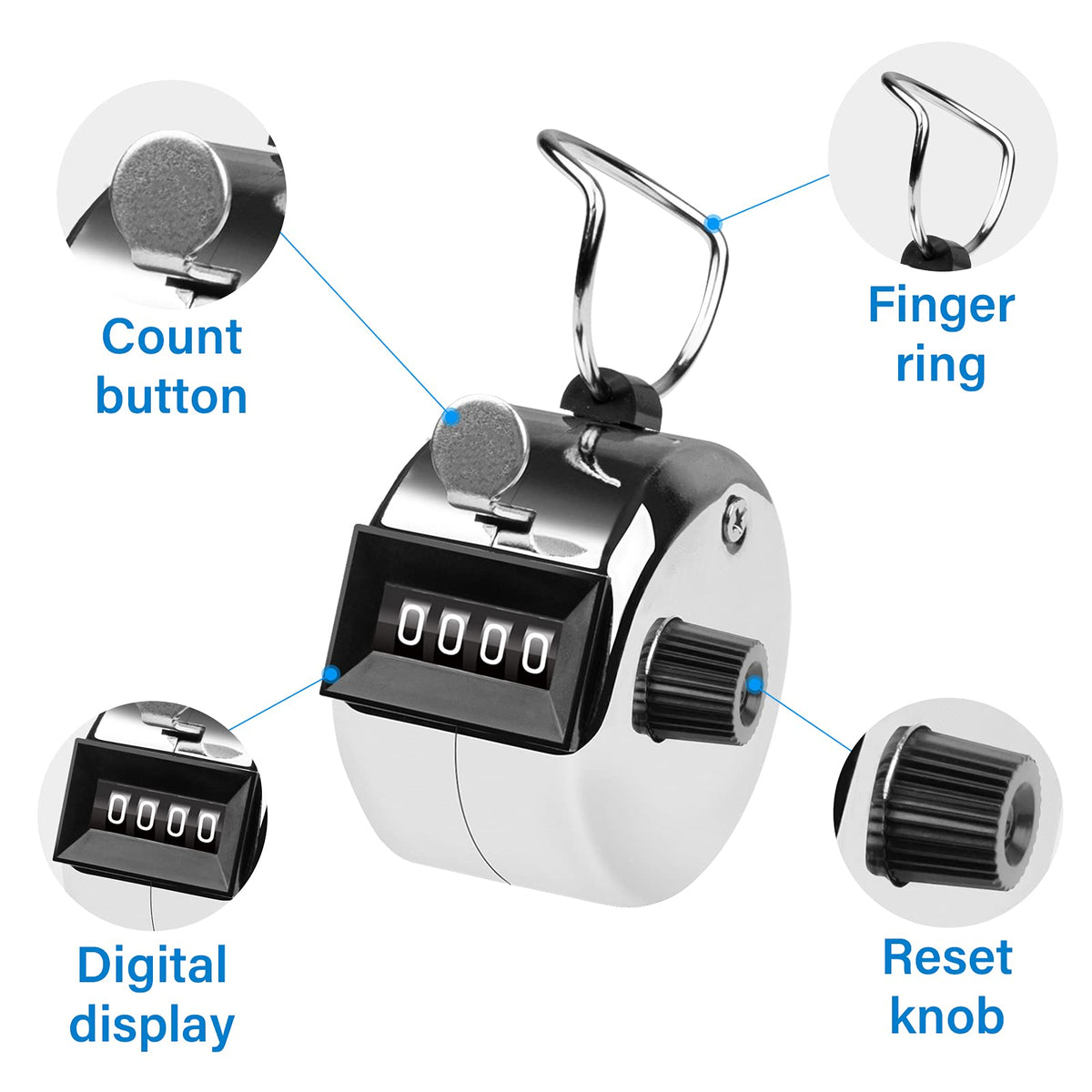 tally counter, 4-digit clicker counter, Metal hand tally counters clicker for counting, golf scoring