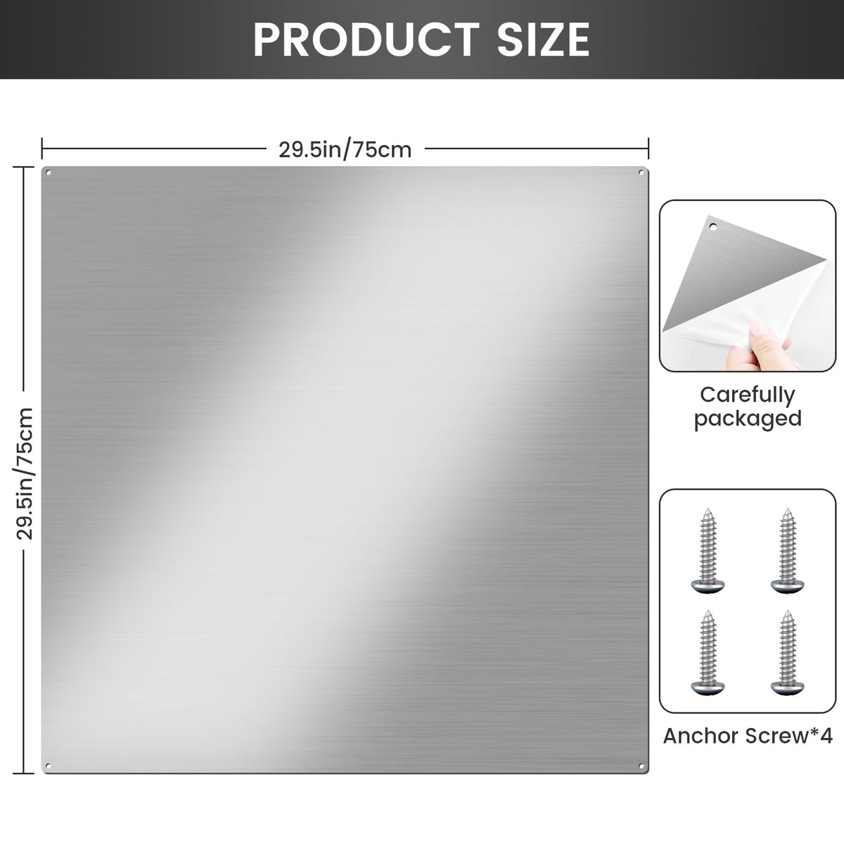 12"x29.5" Stainless Steel Backsplash - Ultra Flat & Easy to Clean, Protect Wall from Splash & Stain - Kitchen Stove Backsplash Panel for Oven & Range Hood with Pre-Drilled Holes
