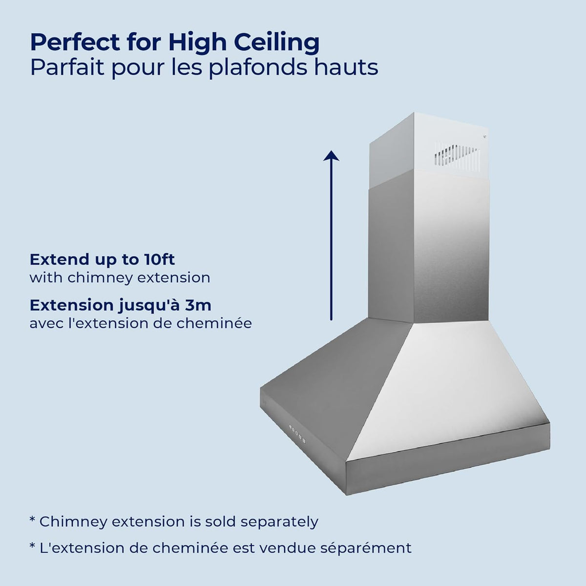 Hauslane Wall Mount Range Hood 30 Inch Convertible 350-750 CFM Low Noise