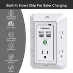 Multi Plug Wall Outlet Night Light, POWRUI 6 Outlet Extender & 3 USB Ports
