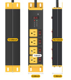 CCCEI 12 Gauge Heavy Duty Surge Protector, Black, 6FT, 1