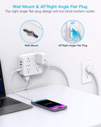 HANYCONY Surge Protector Power Strip, 10 Ft Braided Extension Cord, 1080J