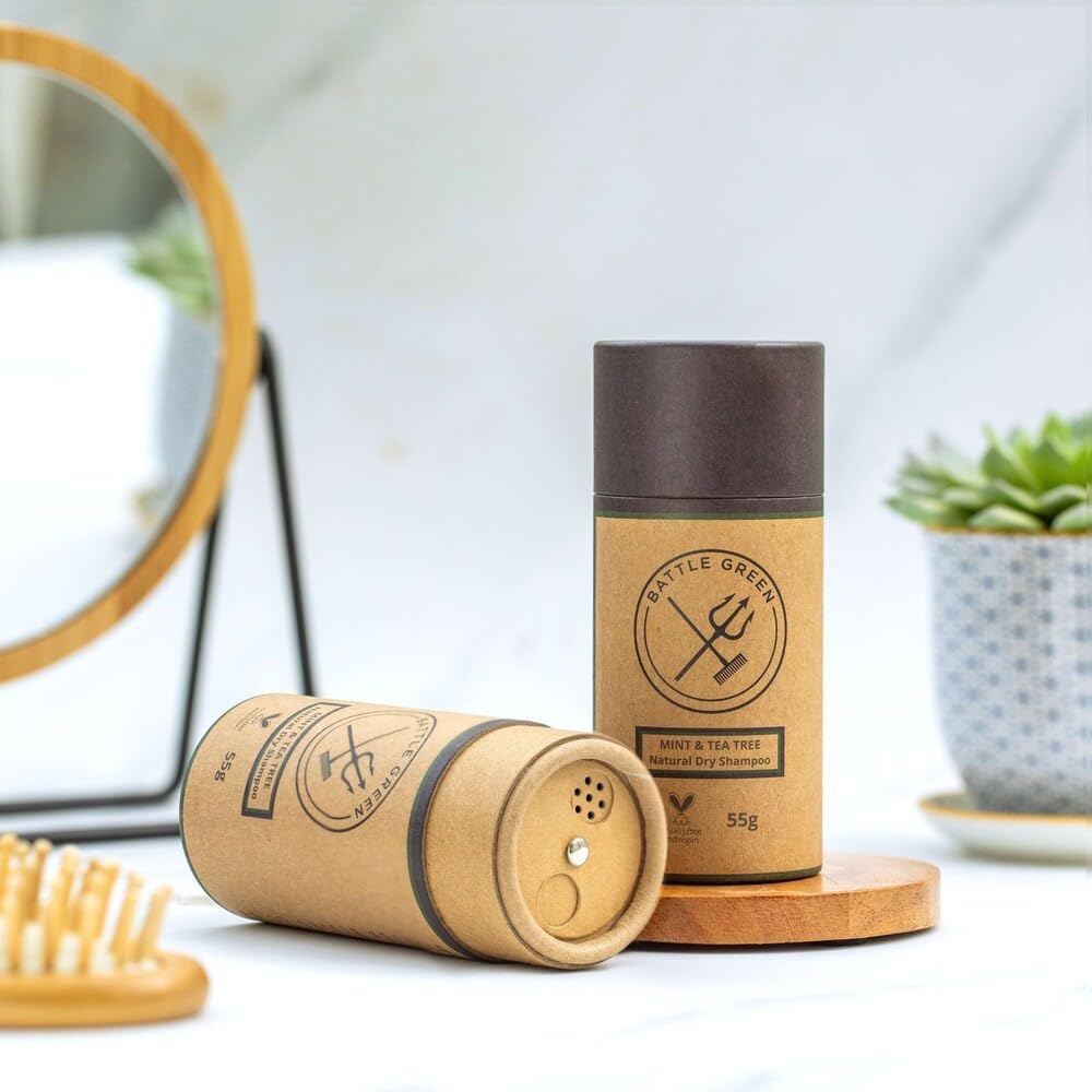 Battle Green Natural Dry Shampoo Powder 55g Tube (Mint and Tea Tree)