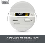 BLACK+DECKER Smoke Alarm for Home 10 Year Life with 9v Replaceable Battery