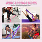 3Pcs Resistance Bands Set - Fitness Exercise Bands, Elastic Bands, Pilates Bands with 3 Resistance Levels, Long Stretch Bands for Yoga, Pilates, Stretching, Strength Training (Pink, Purple, Blue)