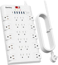 SUPERDANNY Power Strip Surge Protector, 22 AC 6 USB, 2100J, 6.5Ft,1875W/15A