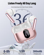 Wireless Earbuds, Bluetooth 5.4 Headphones Bass Stereo/Clear Calls, White