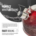 2.5L Stainless Steel Whistling Kettle - Suitable for Fishing, Camping, Hiking, Indoor & Outdoor | Camping Kettle for Gas Stove, Electric Stove, Camp Fire | Lightweight, Fast Boil, Phenolic Handle