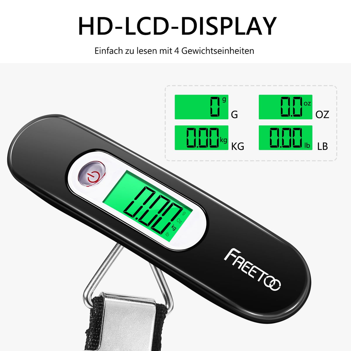 FREETOO Luggage Scale with Tare Function 110 Lb/ 50Kg Capacity, Black