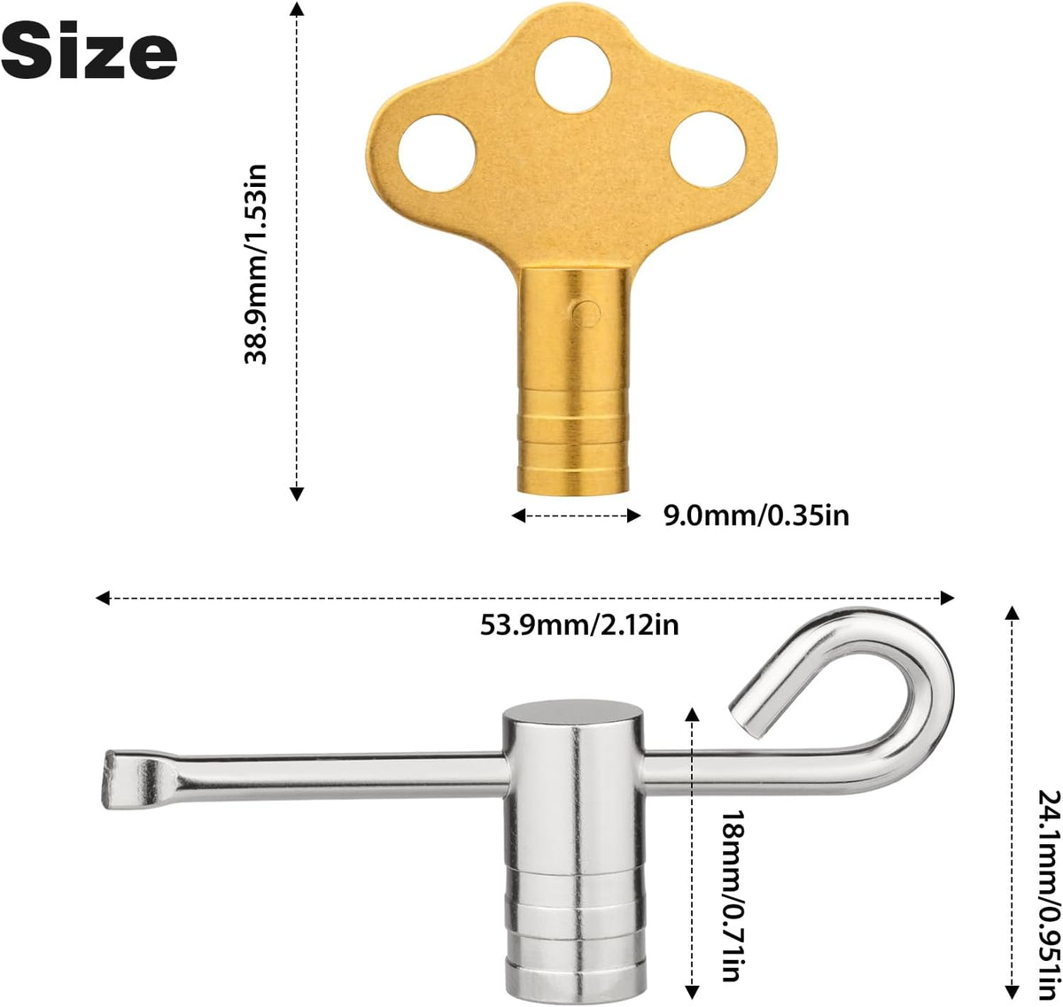 Mellbree Solid Brass Radiator Bleed Key Set Towel Radiator Key UK Standard