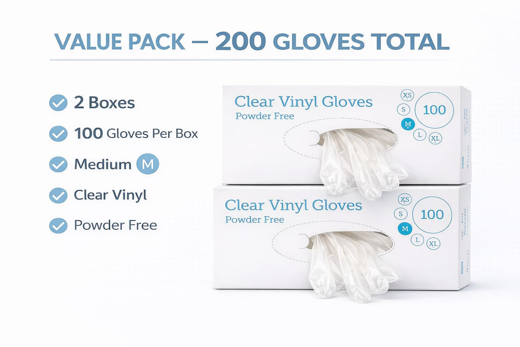 1ABOVE 100 Clear Vinyl Disposable Gloves Small, Powder-Free Latex-Free Ambidextrous Gloves for Food Handling Except Fatty Foods, Cleaning, Hairdressing, Beauty & Everyday Tasks