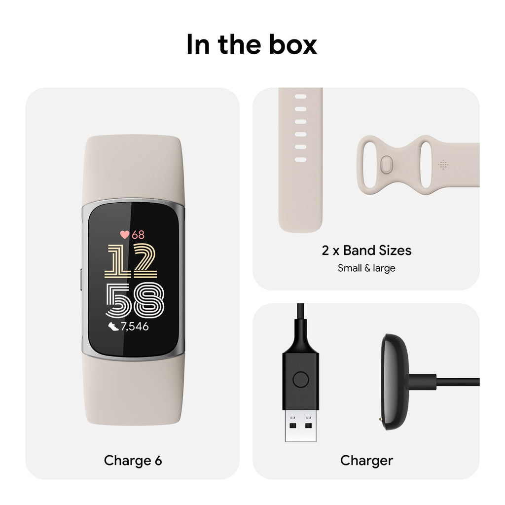 Fitbit Google Charge 6 Activity Tracker with 3 Months Google Health Membership Included, 7 Days Battery Life and Google Wallet and Maps, Obsidian/Black Aluminum