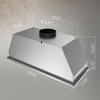 Hermitlux 30″ Built in/Insert Range Hood, 600 CFM Stainless Steel Vent Hood