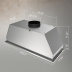 Hermitlux 30″ Built in/Insert Range Hood, 600 CFM Stainless Steel Vent Hood